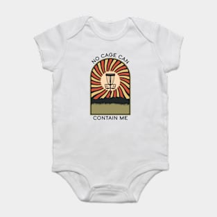 No Cage Can Contain Me | Disc Golf Vintage Retro Arch Mountains Baby Bodysuit